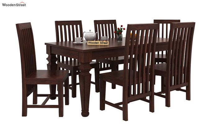 Cora Metal 6 Seater Luxury Dining Set with Bench (Natural Finish,Black Metal)
