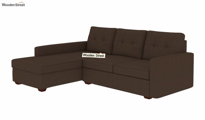 Solace L Shape Sofa Wooden Sofa (Teak Finish)