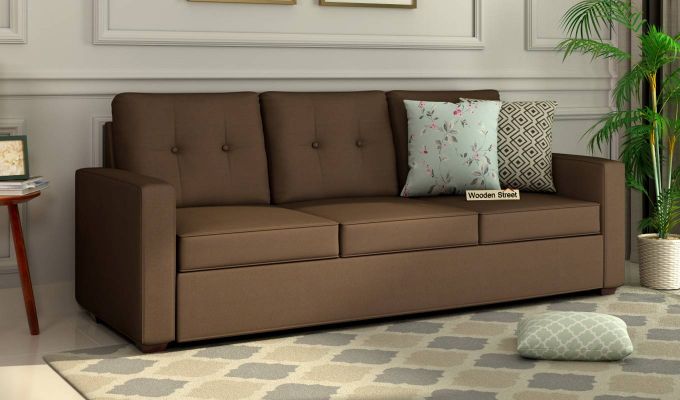 Nicolas 3 Seater Office Sofa (Cotton, Classic Brown)