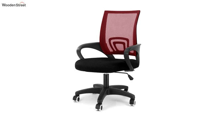 Porus Black & Red Mesh Revolving Office Chair