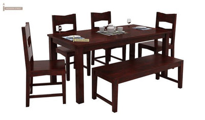 Mckinley 6 Seater Dining Set With Bench (Mahogany Finish)