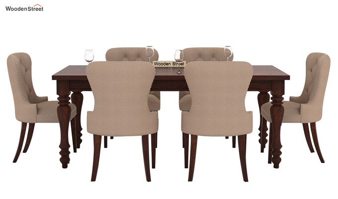 Amora 6 Seater Luxury Dinning Set (Walnut Finish)