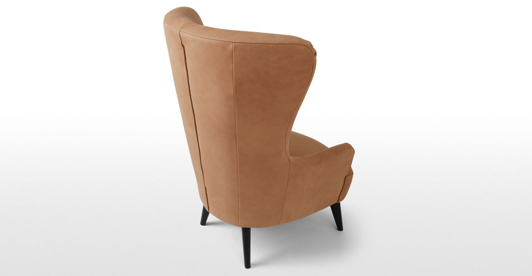 Bodil Accent Armchair, Tan Leather Luxury Bedroom Chair
