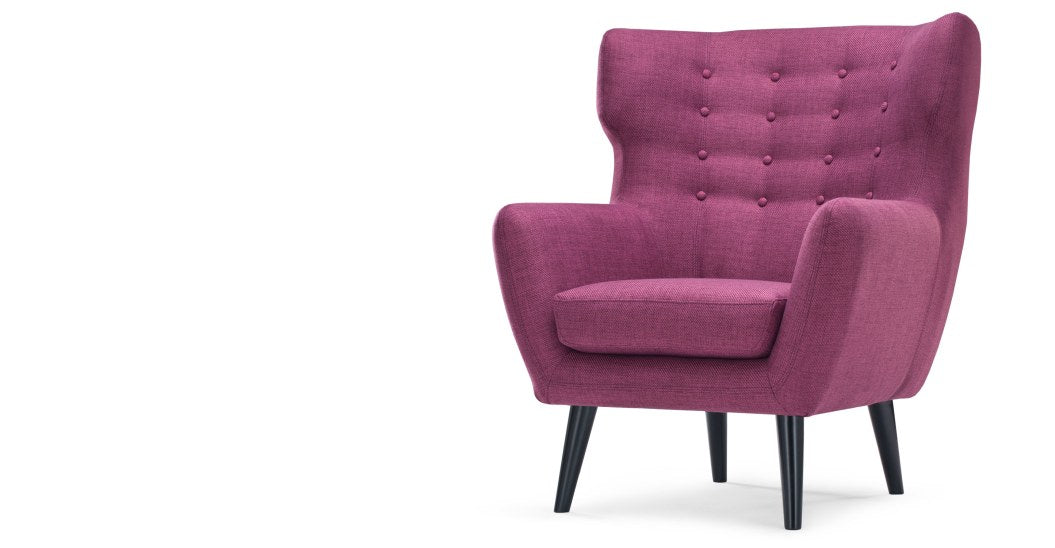 Kubrick Wing Back Bedroom Chair, Plum Purple