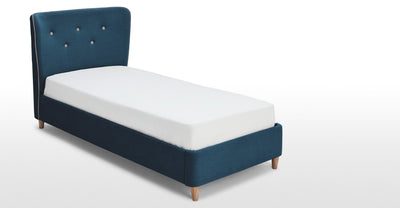 Burcot Single Bed, Blue with Contrast Piping