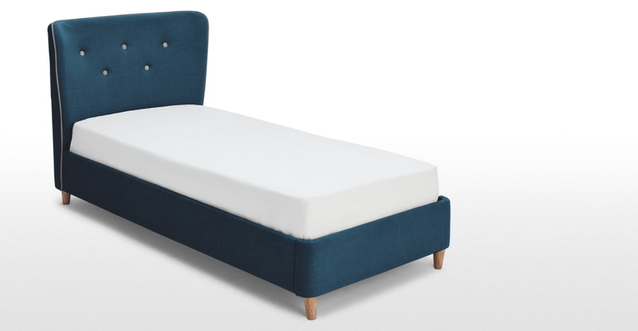 Burcot Single Bed, Blue with Contrast Piping