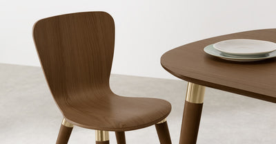 Set of 2 Edelweiss Dining Chair, Walnut and Brass