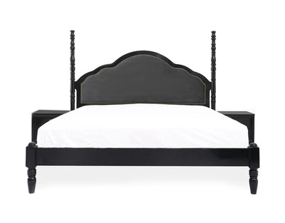 Hadrian Luxury Double Bed W-2 Side Table Black H.Gloss