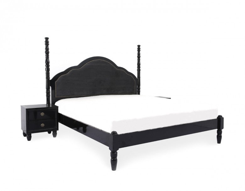 Hadrian Luxury Double Bed W-2 Side Table Black H.Gloss