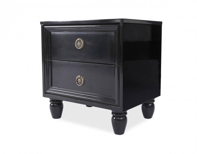 Hadrian Luxury Double Bed W-2 Side Table Black H.Gloss