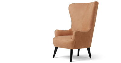 Bodil Accent Armchair, Tan Leather Luxury Bedroom Chair