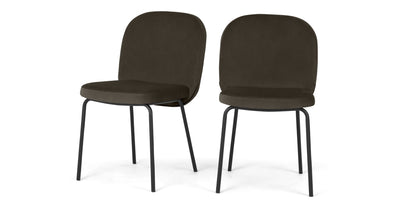 Set of 2 Safia Luxury Dining Chair, Otter Grey Velvet