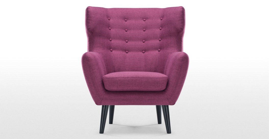 Kubrick Wing Back Bedroom Chair, Plum Purple