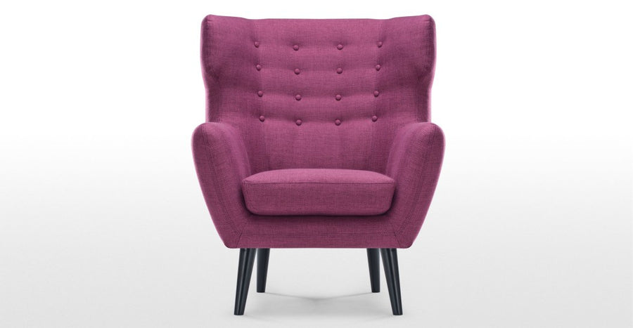 Kubrick Wing Back Bedroom Chair, Plum Purple