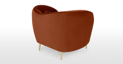 Kooper Accent Armchair, Nutmeg Orange Velvet Bedroom Chair