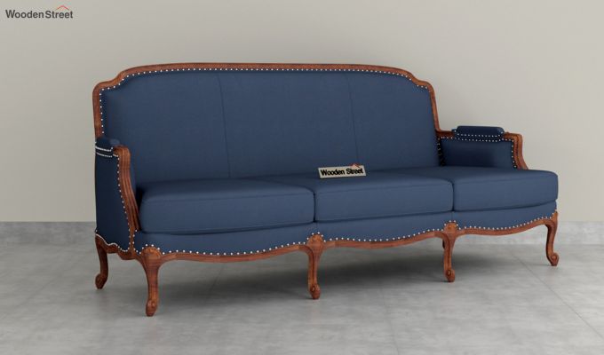 Margret 3 Seater Executive Office Sofa (Velvet, Indigo Blue)