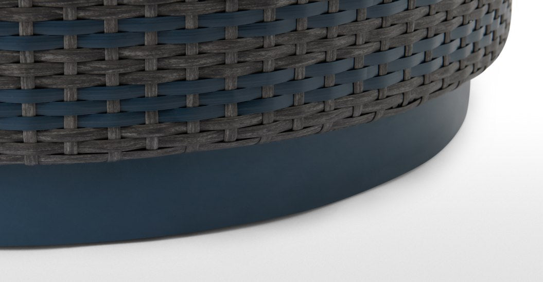 Bulao Garden Black Luxury Outdoor Table, Rattan and Blue