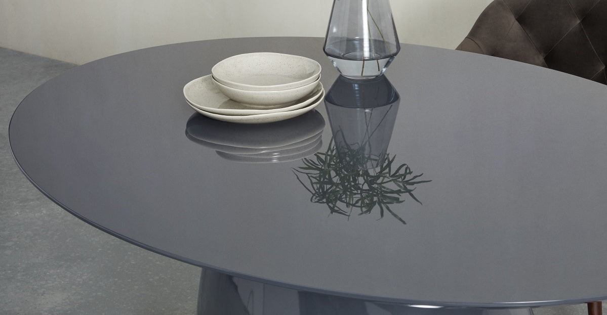 Rosinda 6 Seat Oval Dining Table, Sky Grey