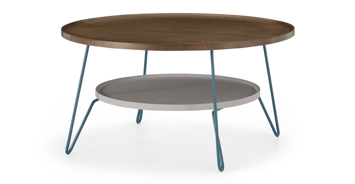 Dotty Round Center table, Dark Stain and Grey
