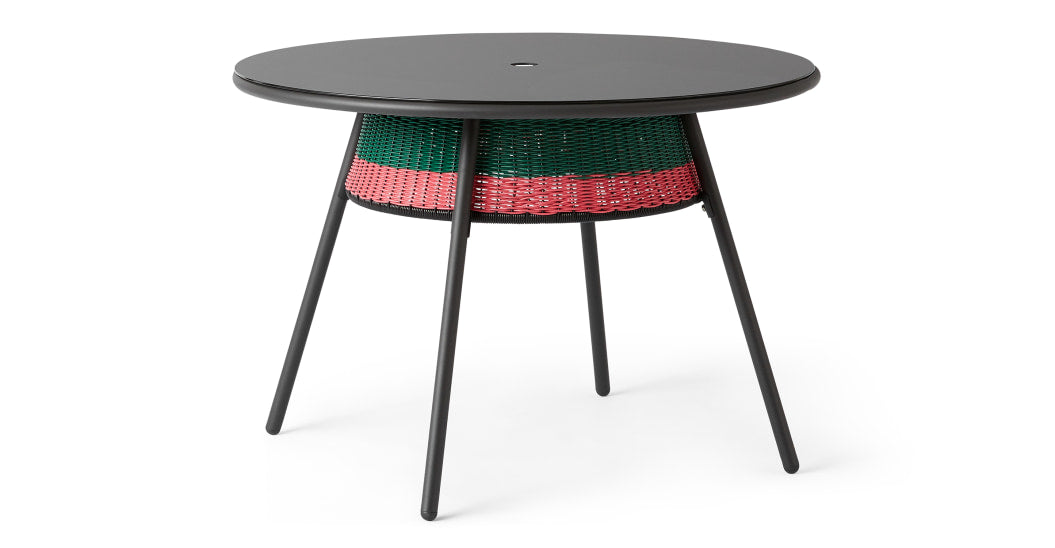 Yuri Garden Outdoor Table, Multi Woven Pink