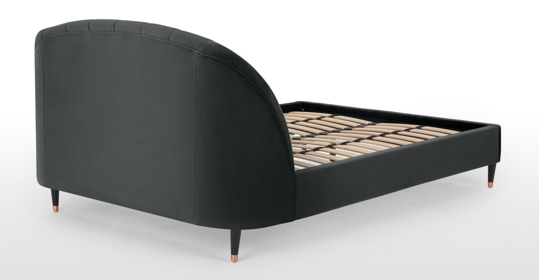 Margot Double Bed Set, Midnight Grey Velvet