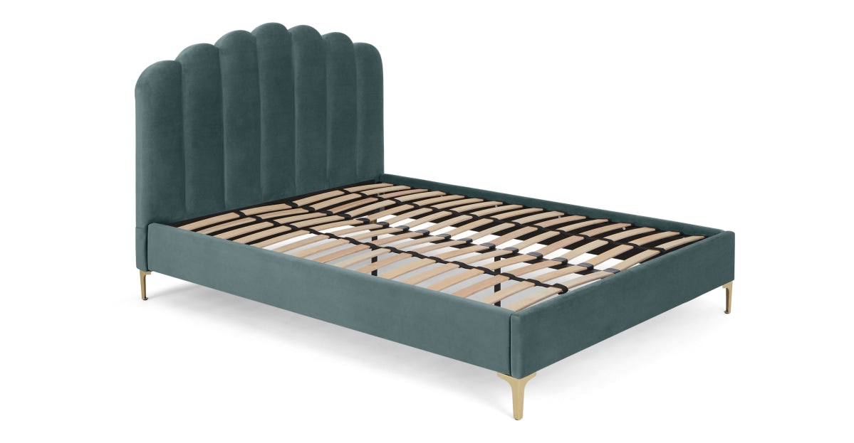 Delia Single Bed, Marine Green Velvet