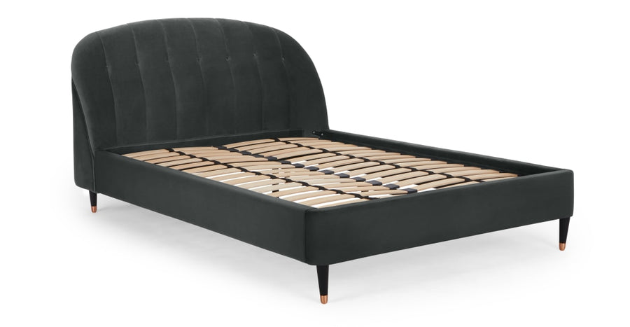 Margot Double Bed Set, Midnight Grey Velvet